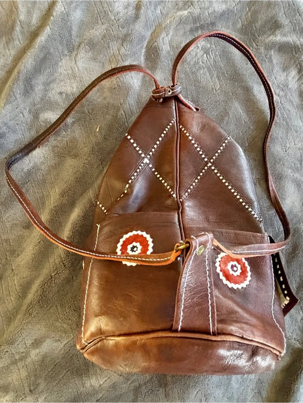 Artisan Goat Leather Bag Convertible Backpack Native Style